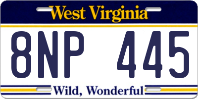 WV license plate 8NP445