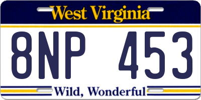 WV license plate 8NP453