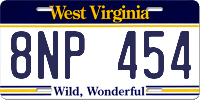 WV license plate 8NP454