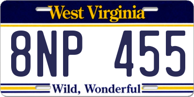 WV license plate 8NP455