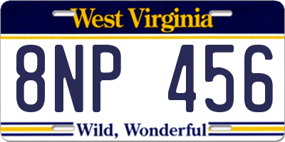 WV license plate 8NP456