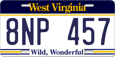 WV license plate 8NP457
