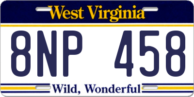 WV license plate 8NP458