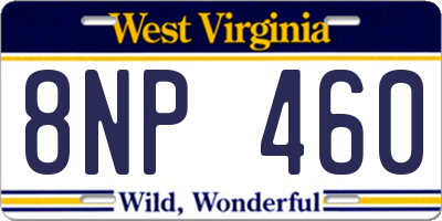 WV license plate 8NP460