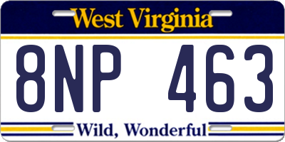 WV license plate 8NP463