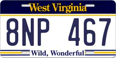 WV license plate 8NP467