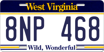 WV license plate 8NP468