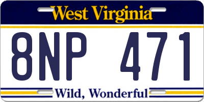 WV license plate 8NP471