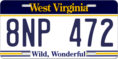 WV license plate 8NP472