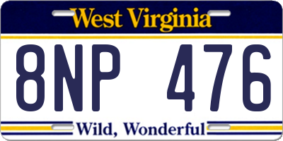 WV license plate 8NP476