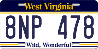 WV license plate 8NP478