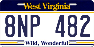 WV license plate 8NP482
