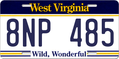 WV license plate 8NP485