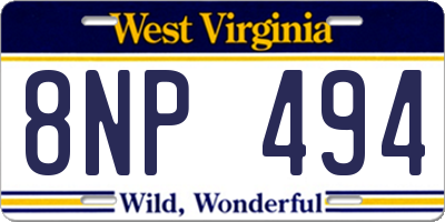 WV license plate 8NP494