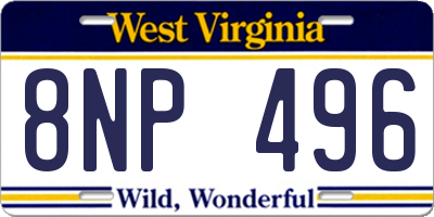WV license plate 8NP496