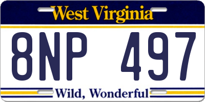 WV license plate 8NP497