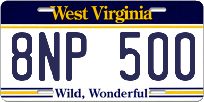 WV license plate 8NP500
