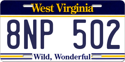 WV license plate 8NP502
