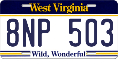 WV license plate 8NP503