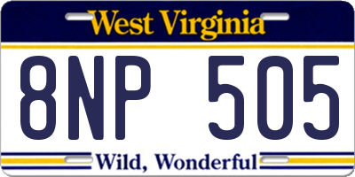 WV license plate 8NP505