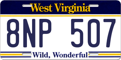 WV license plate 8NP507