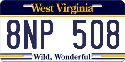 WV license plate 8NP508