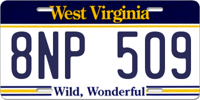 WV license plate 8NP509