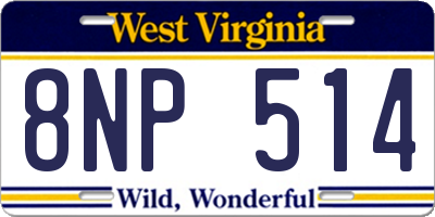 WV license plate 8NP514