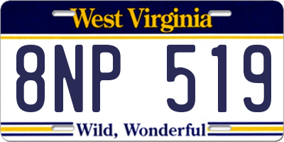 WV license plate 8NP519