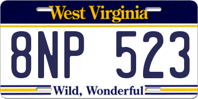 WV license plate 8NP523