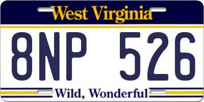 WV license plate 8NP526