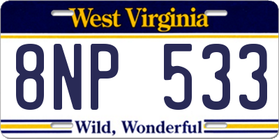 WV license plate 8NP533