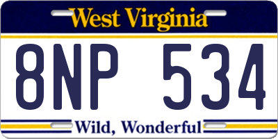 WV license plate 8NP534