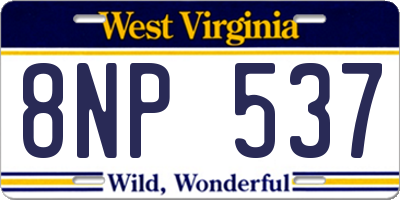 WV license plate 8NP537