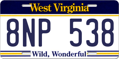 WV license plate 8NP538