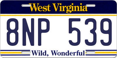 WV license plate 8NP539
