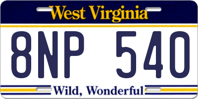 WV license plate 8NP540