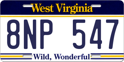 WV license plate 8NP547
