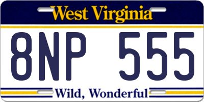 WV license plate 8NP555