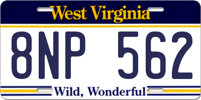 WV license plate 8NP562