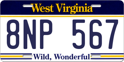 WV license plate 8NP567