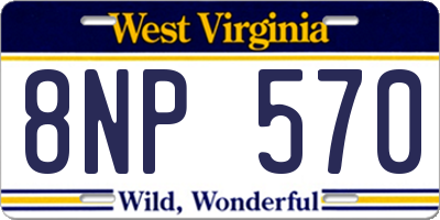 WV license plate 8NP570