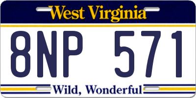 WV license plate 8NP571