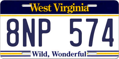 WV license plate 8NP574