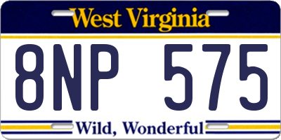 WV license plate 8NP575