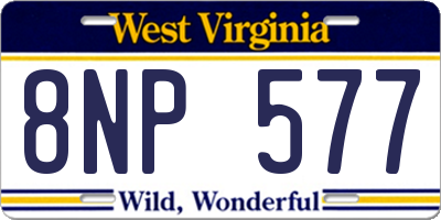 WV license plate 8NP577