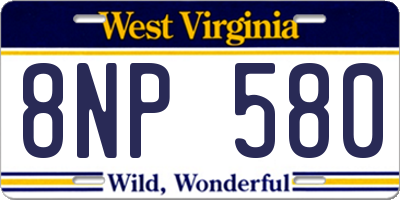 WV license plate 8NP580