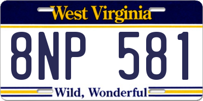 WV license plate 8NP581