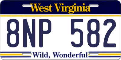 WV license plate 8NP582