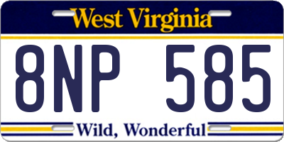 WV license plate 8NP585